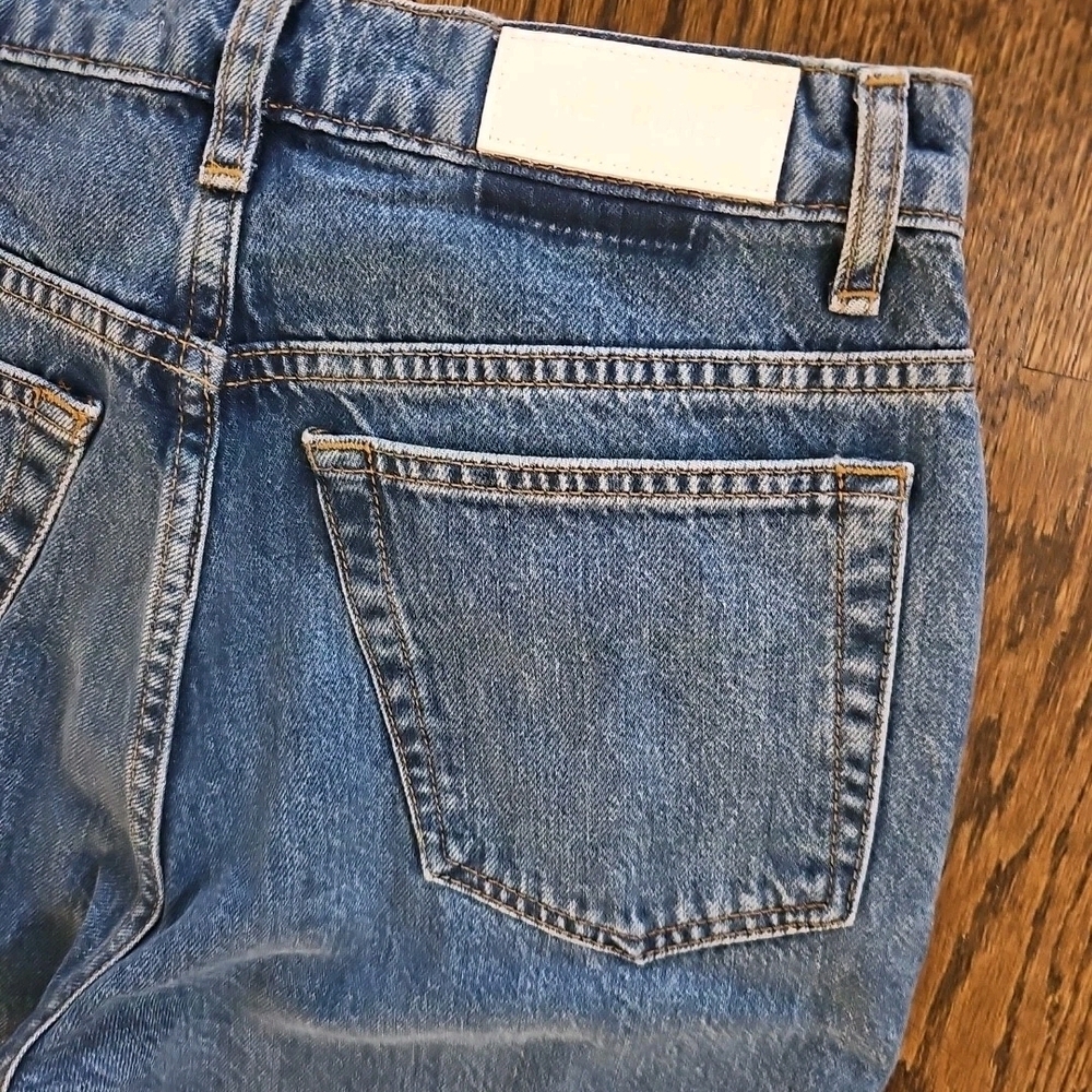 Re/Done Blue Straight Leg Jeans with Beaded Embellishments - Picture 10 of 10